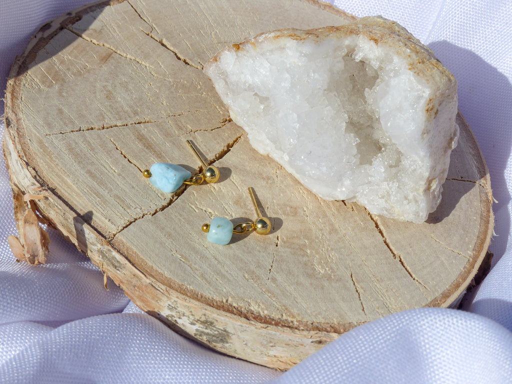 Larimar Kugelkopf-Ohrringe für Ruhe, Leichtigkeit & Gelassenheit