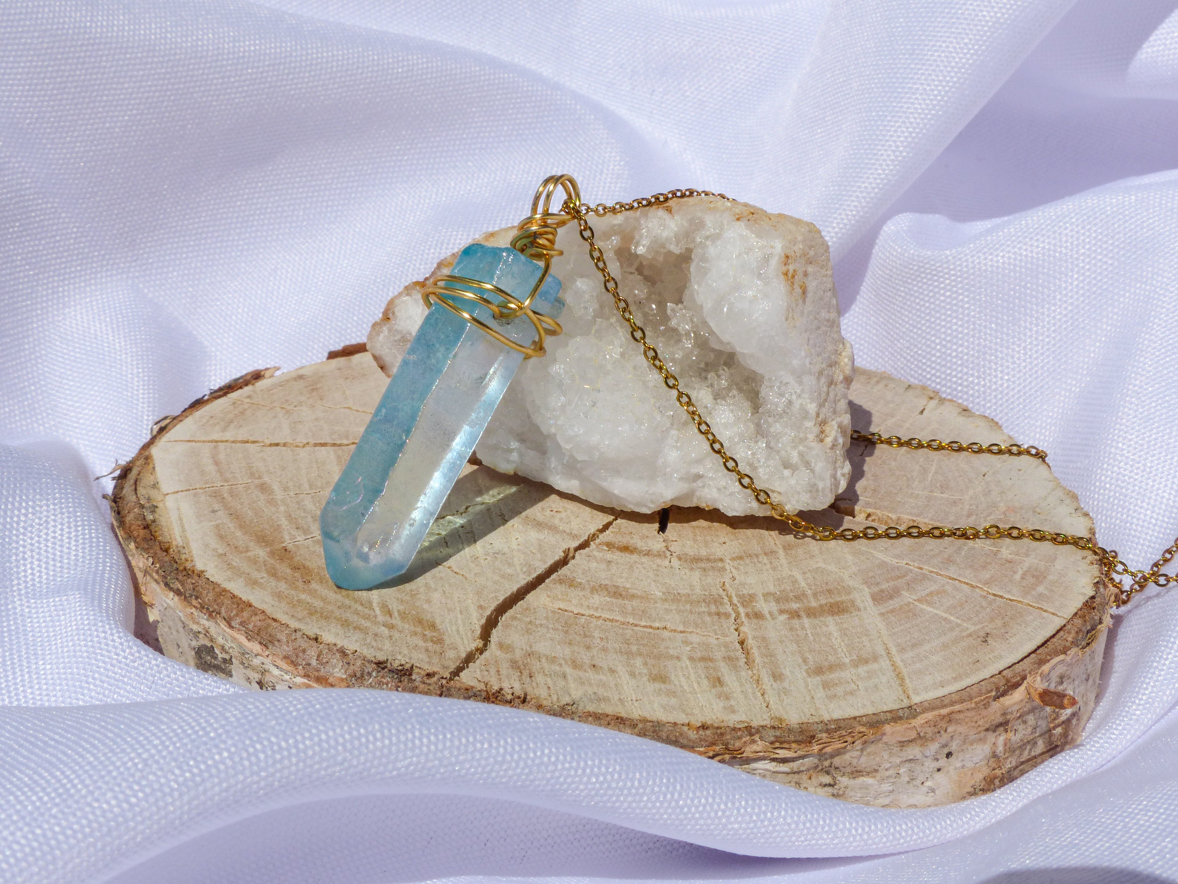 Aura Quarz Kette Gold für Magie, Ausstrahlung & Energie