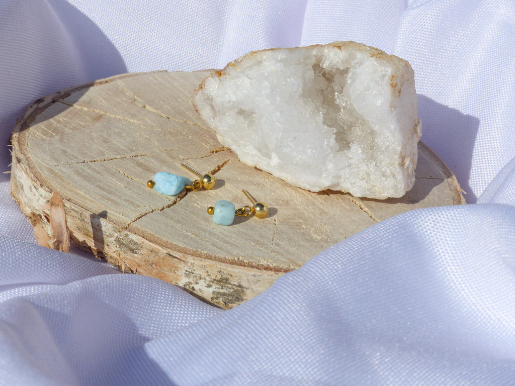 Larimar Kugelkopf-Ohrringe für Ruhe, Leichtigkeit & Gelassenheit