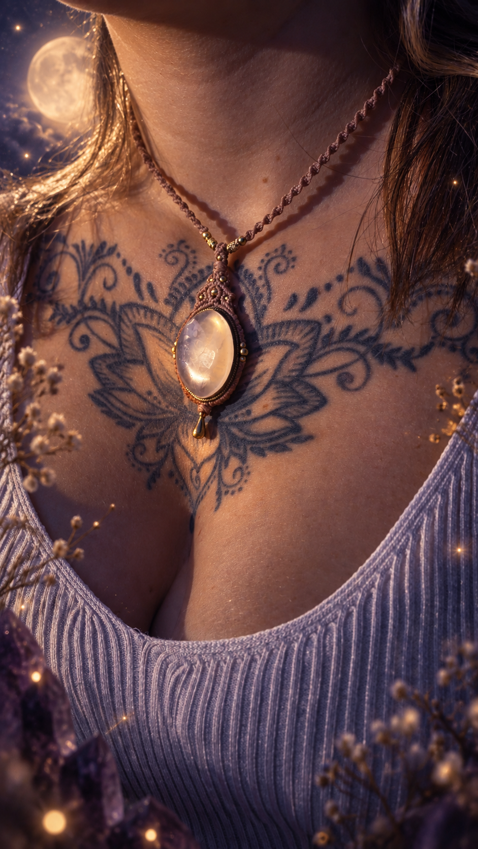 Whispered Heart - Rosenquarz Makramee Kette