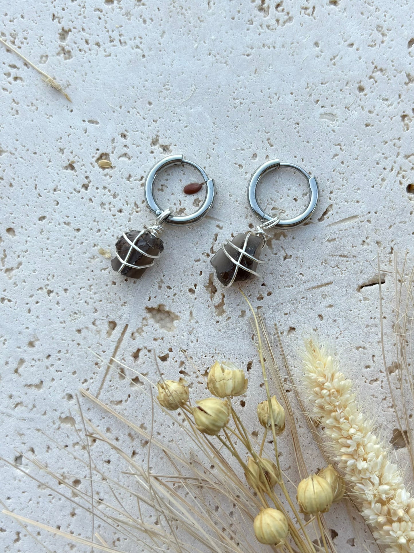 Rauchquarz Ohrringe | Silber | hypoallergenic + wasserfest