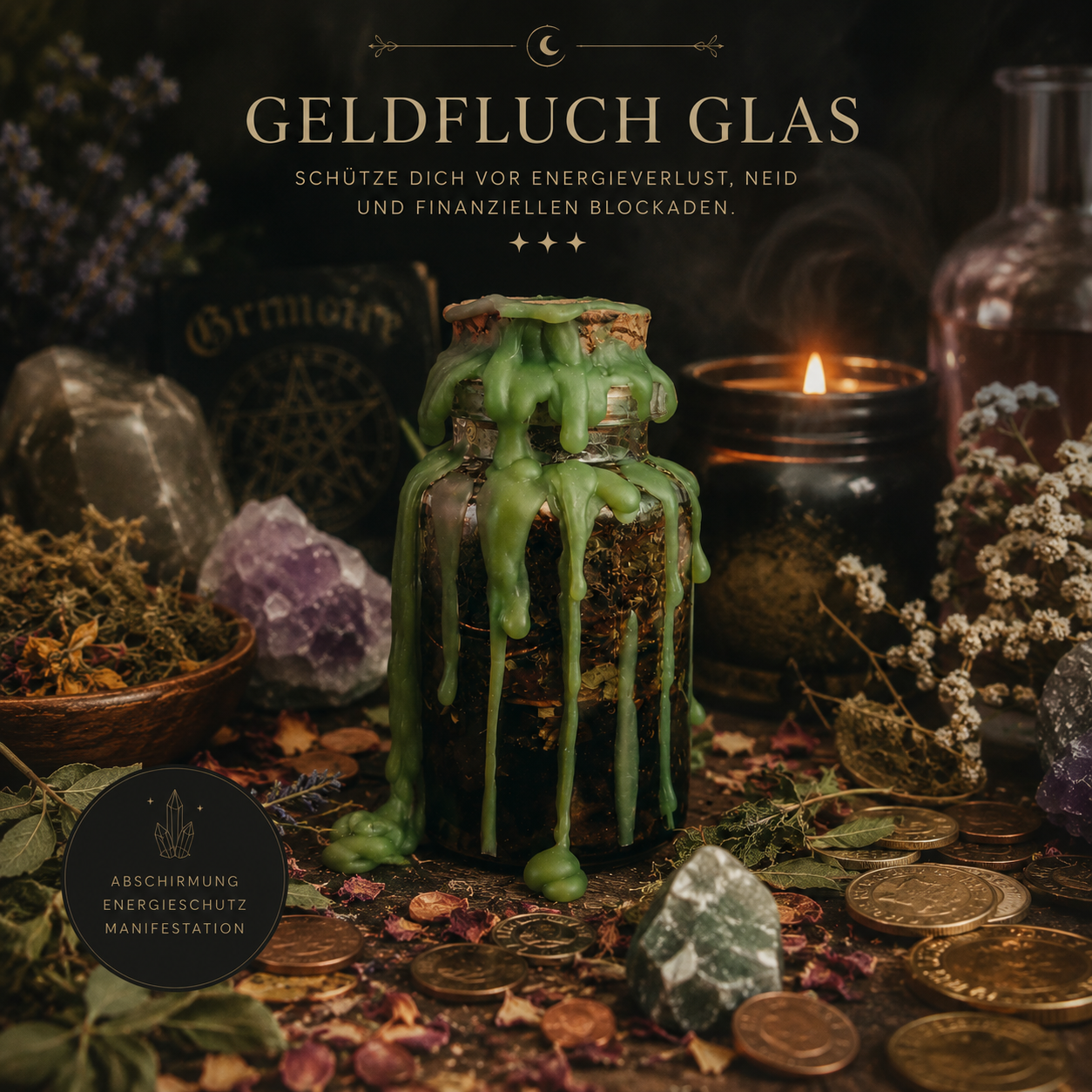 Geldfluch Glas