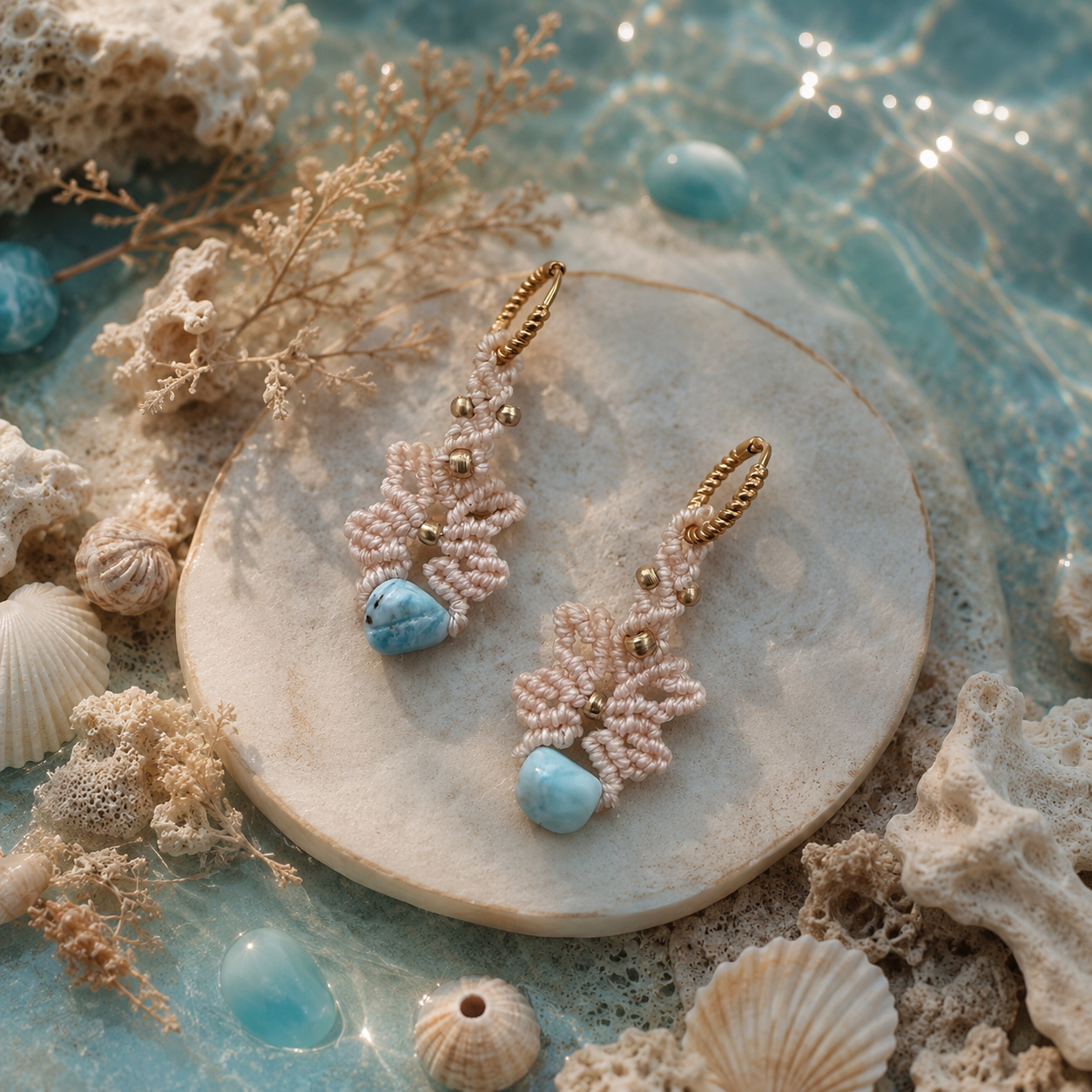 Ocean Blossom - Larimar Ohrringe