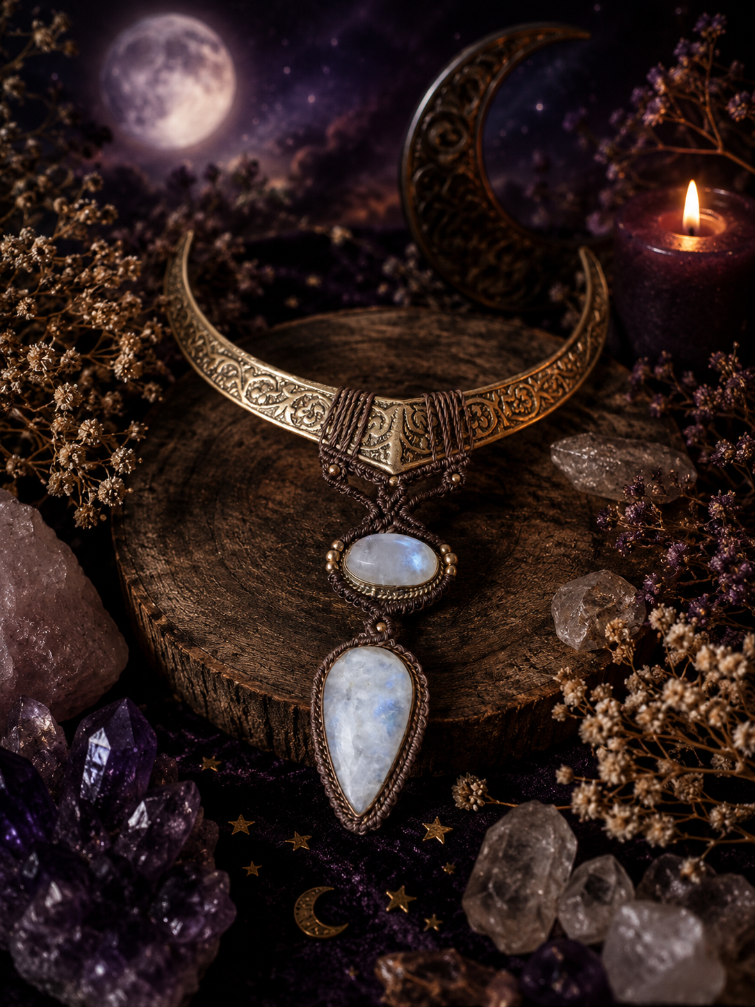 Brass-Choker „Lunara“ – Mondstein