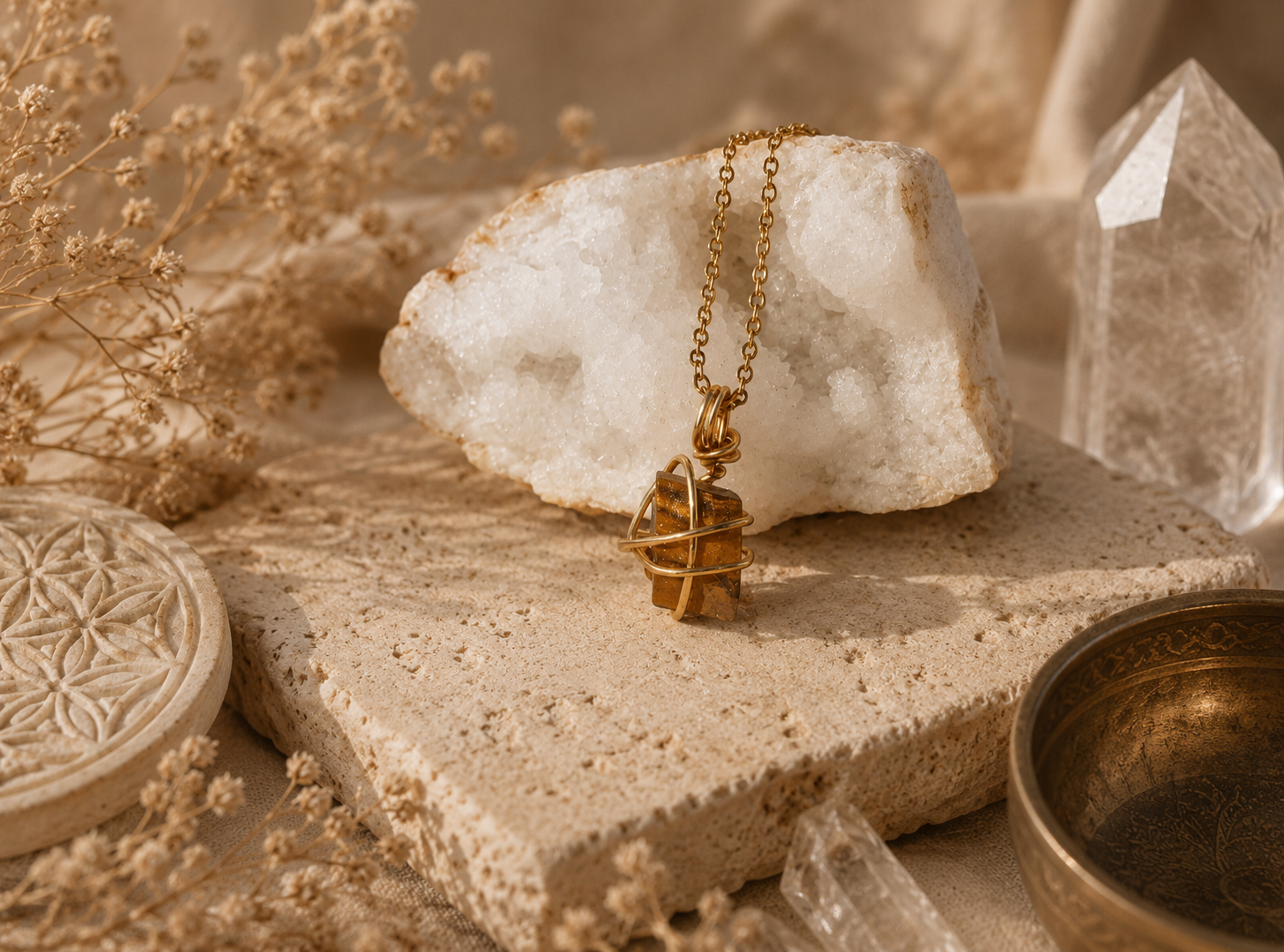 Golden Earth - Tigeraugen Kette Gold