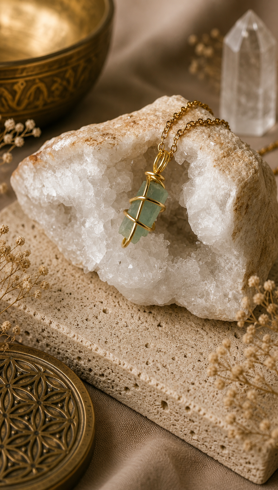 Milky Tide - Milky Aquamarin Kette Gold