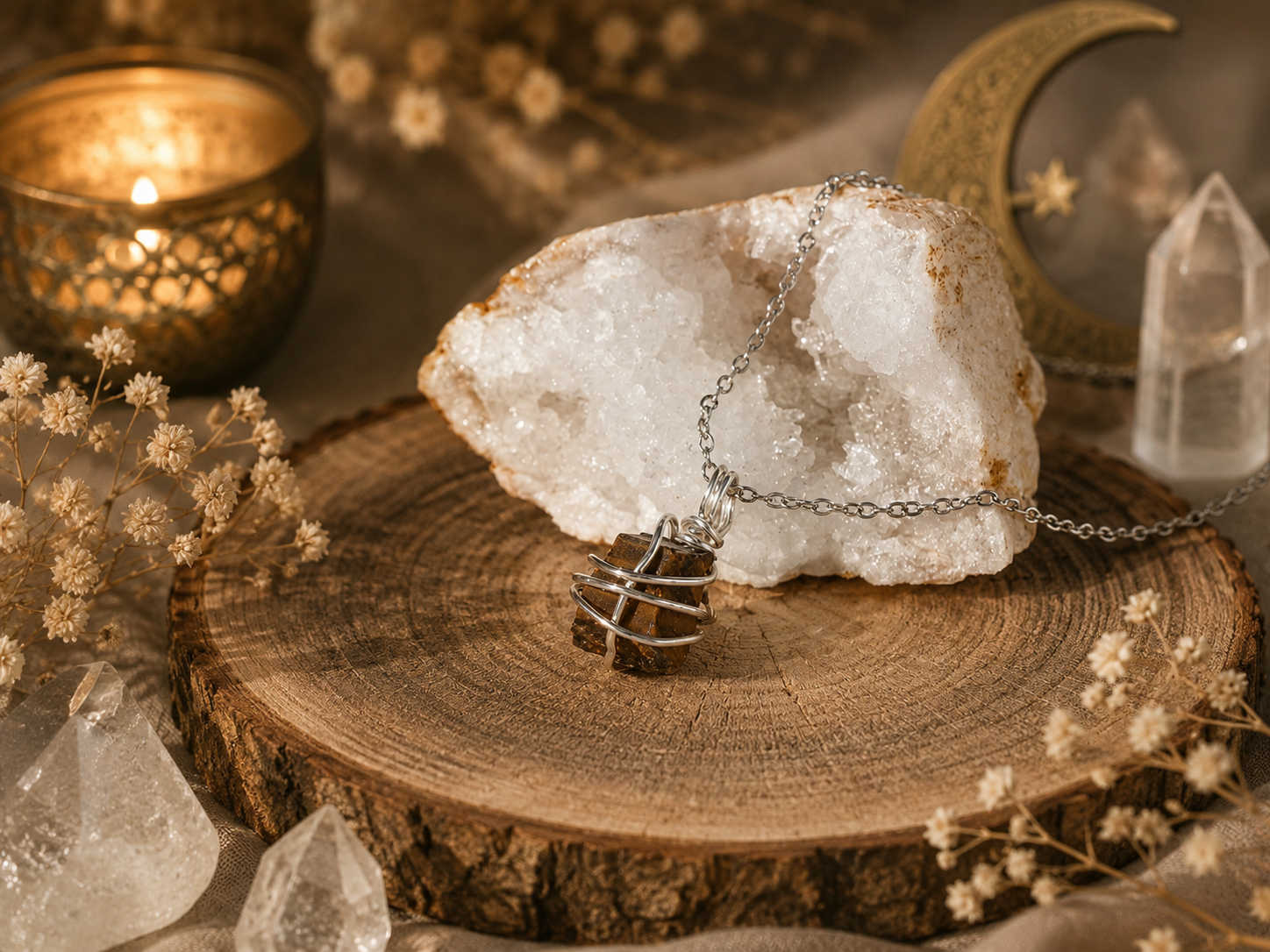 Golden Strengt - Tigerauge Kette Silber
