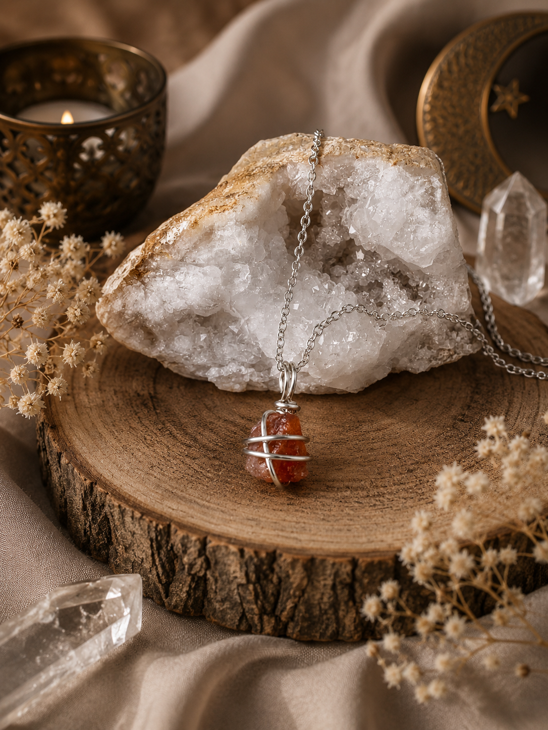 Sunrise Glow - Sonnenstein Kette Silber