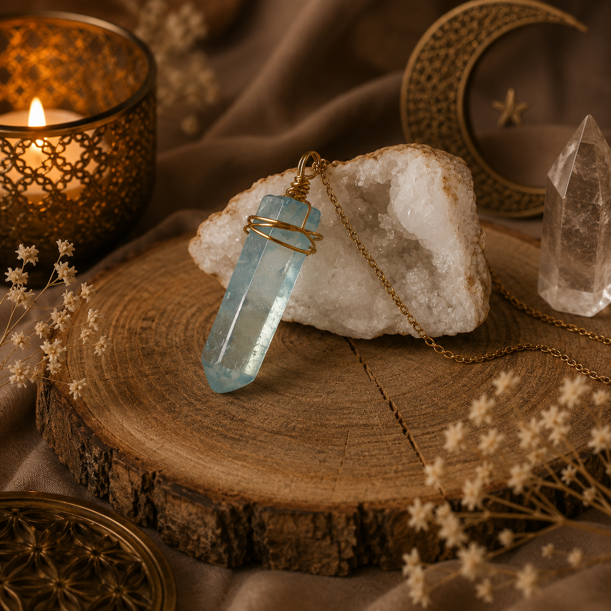 Celestial Glow - Aura Quarz Kette