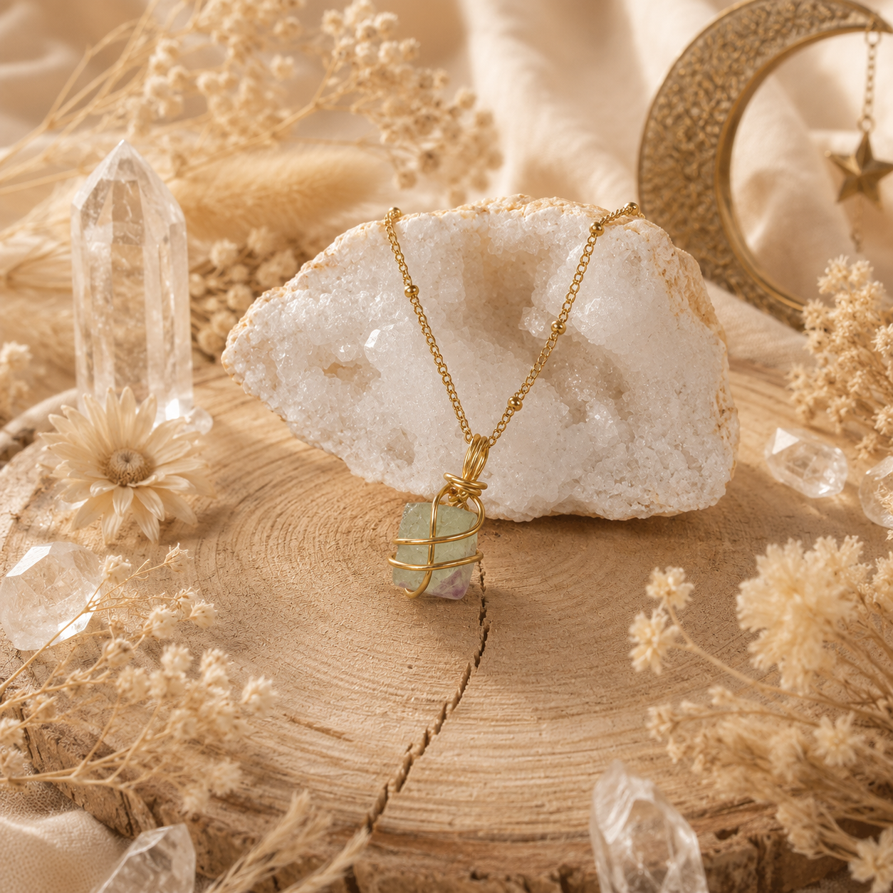 Mystic Harmony - Fluorit Kette Gold