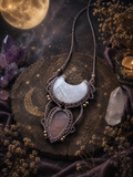 Moonlit Harmony - Bergkristall + Rosenquarz Kette