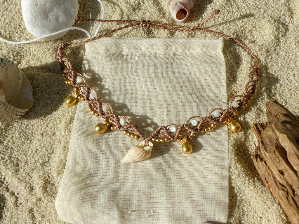 Fußkette mit Muschel & Perlmutt