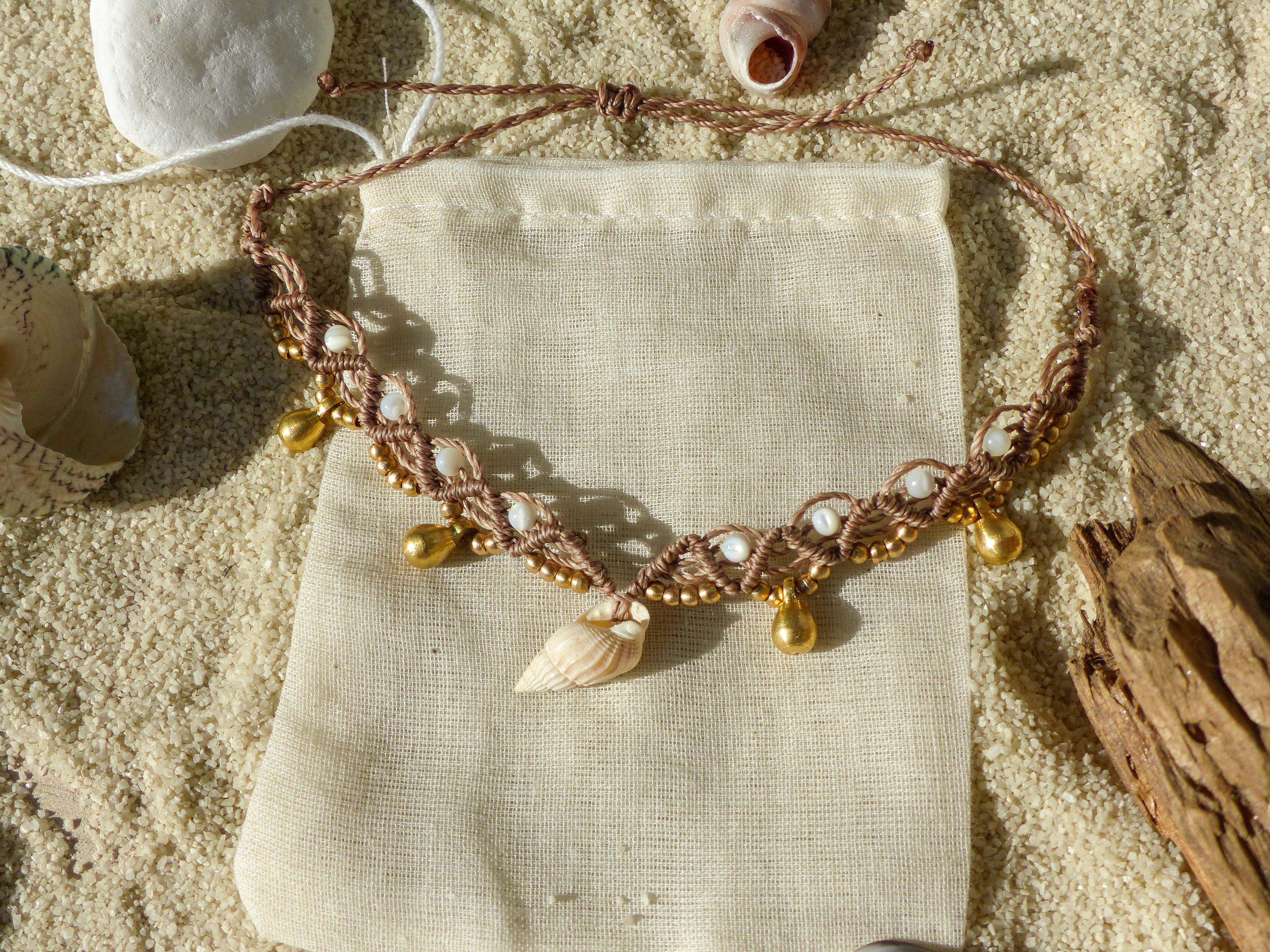 Fußkette mit Muschel & Perlmutt