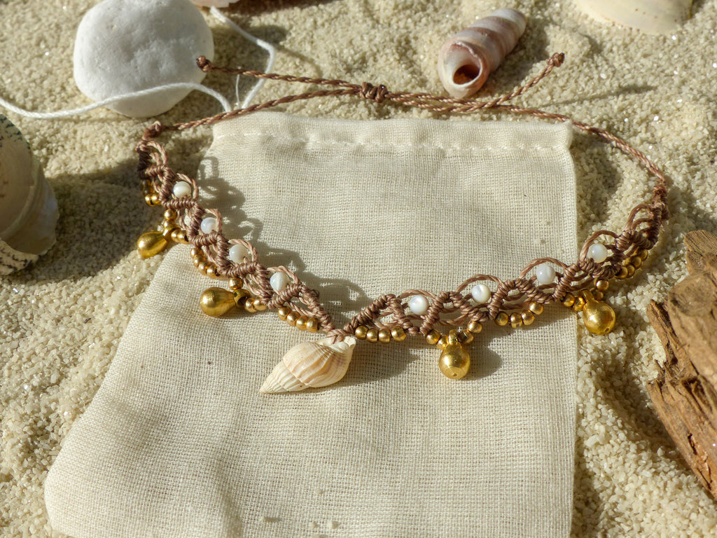 Fußkette mit Muschel & Perlmutt