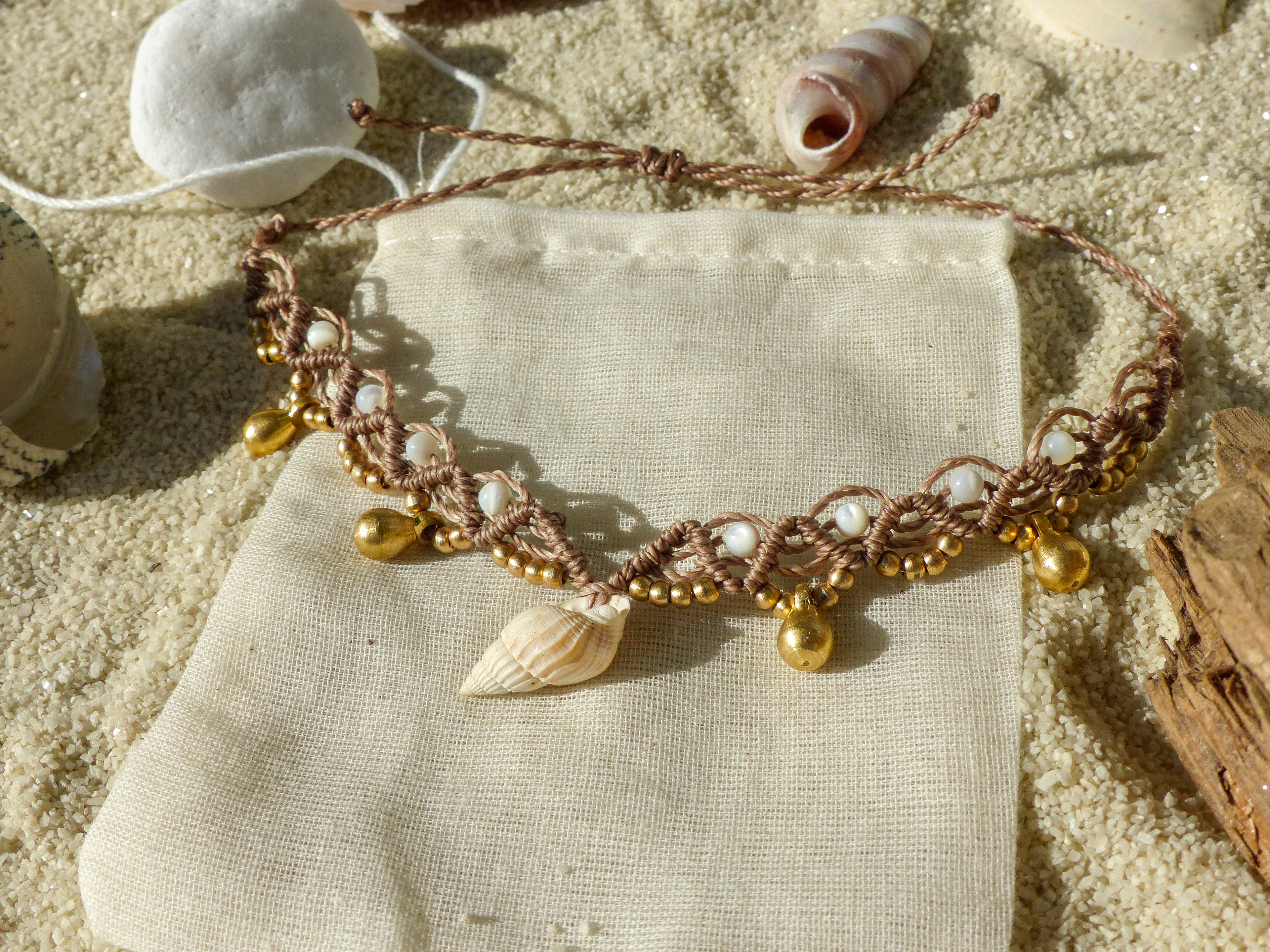 Fußkette mit Muschel & Perlmutt
